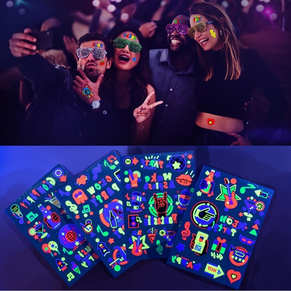 Glow in the Dark UV Neon Temporary Tattoos - Picture 2 of 7
